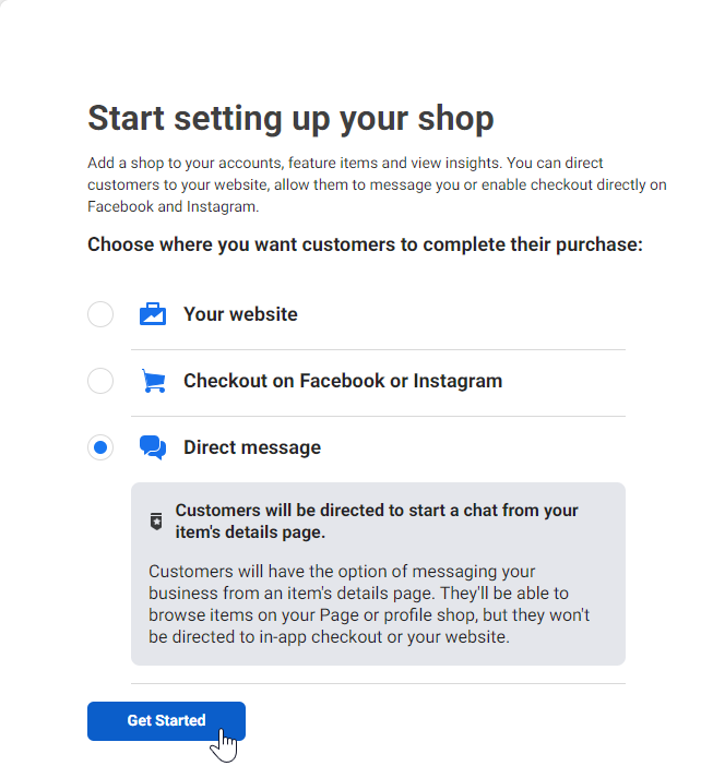 Facebook catalogue setting up shop