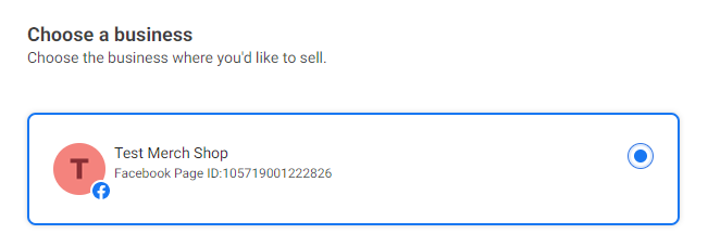 facebook shop select business