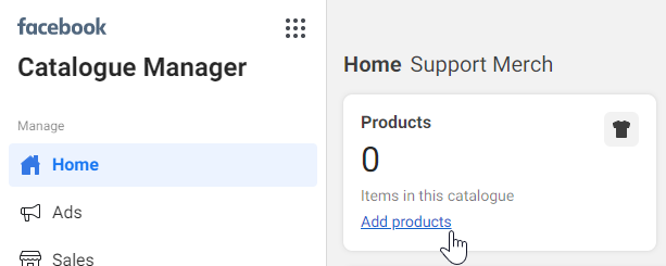 Facebook shop catalogue add products